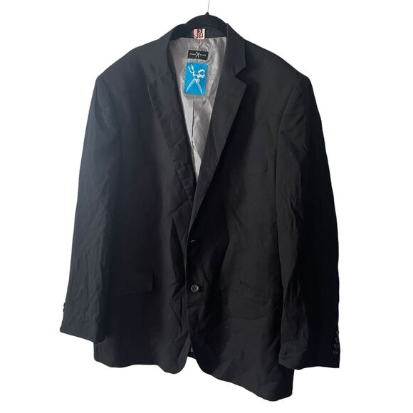 Marc Ecko Cut & Sew Mens 46R Sportscoat Blazer 2 Button Black Solid Sleek - Picture 4 of 9